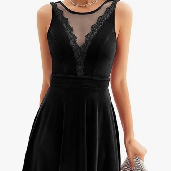 GRACE KARIN Women Sleeveless Lace Patchwork Deep V-Neck A Line Flared Dress - Picture 1 of 16